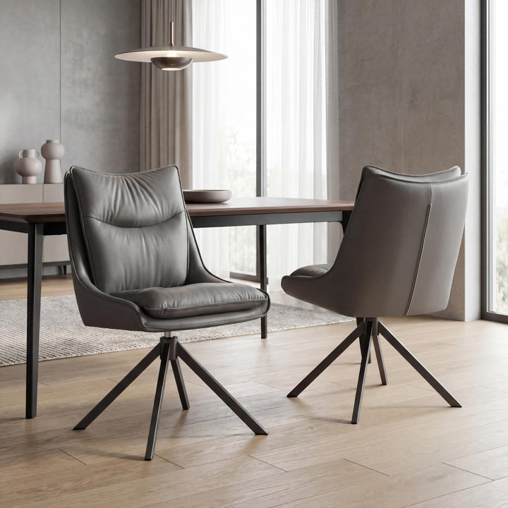 Valessa Leather Effect Grey Dining Chair