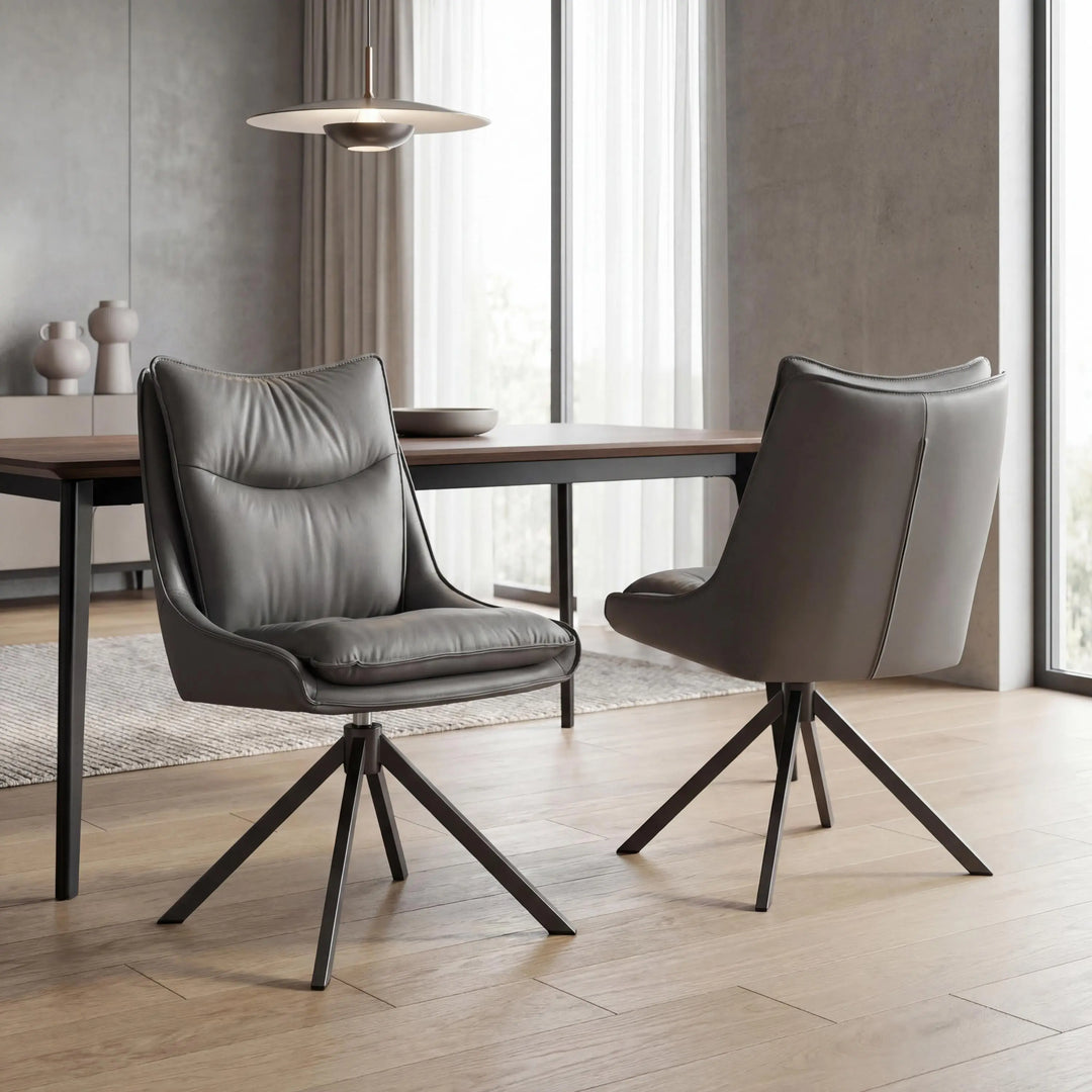 Valessa Leather Effect Grey Dining Chair