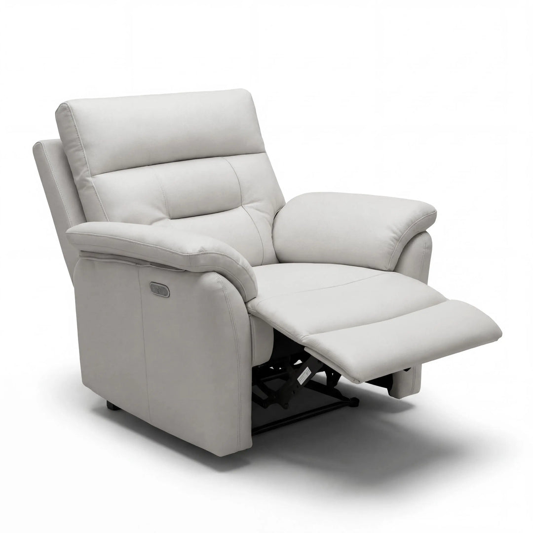 Serene Leather Effect Light Grey Electric Recliner