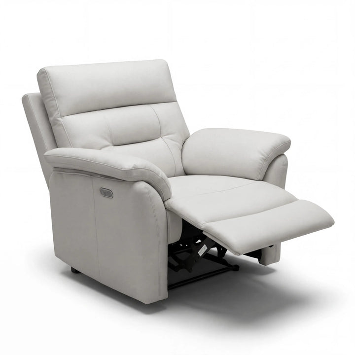 Serene Leather Effect Light Grey Electric Recliner