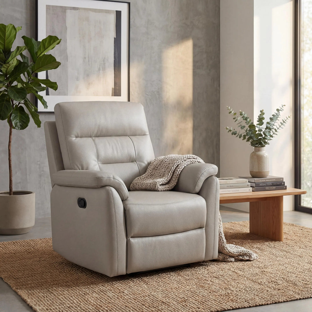 Serene Leather Effect Light Grey Electric Recliner