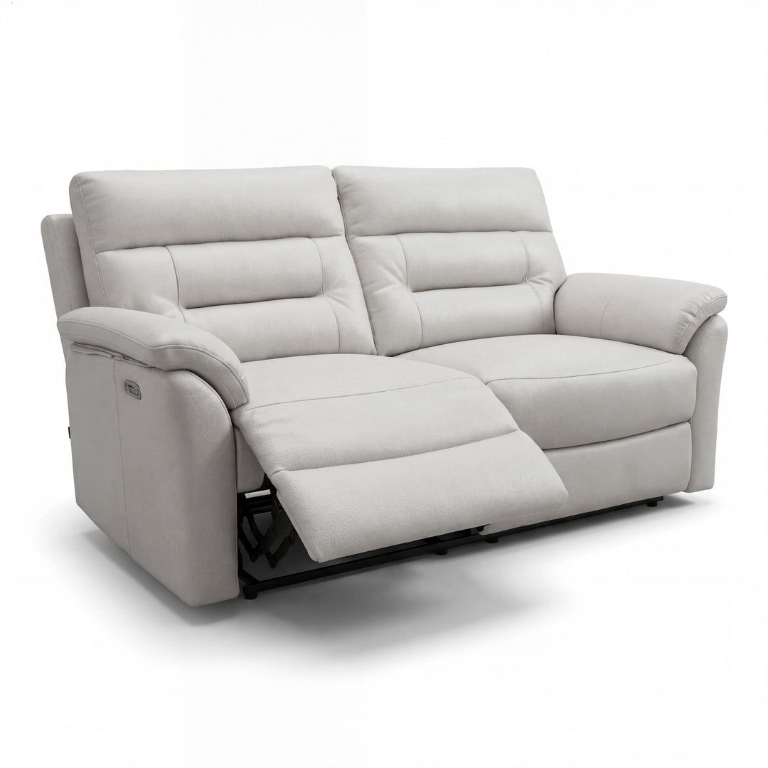 Serene Leather Effect Light Grey 2 Seater Electric Recliner