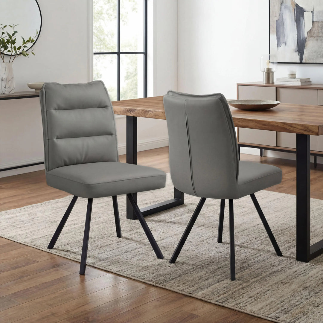 Sovana Leather Effect Dark Grey Dining Chair