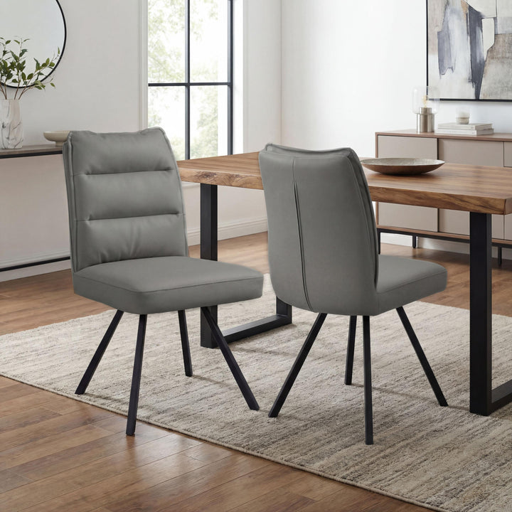 Sovana Leather Effect Dark Grey Dining Chair