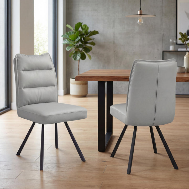 Sovana Leather Effect Light Grey Dining Chair