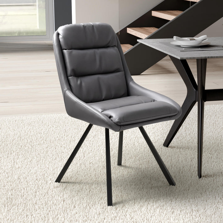 Alba Leather Effect Grey Dining Chair