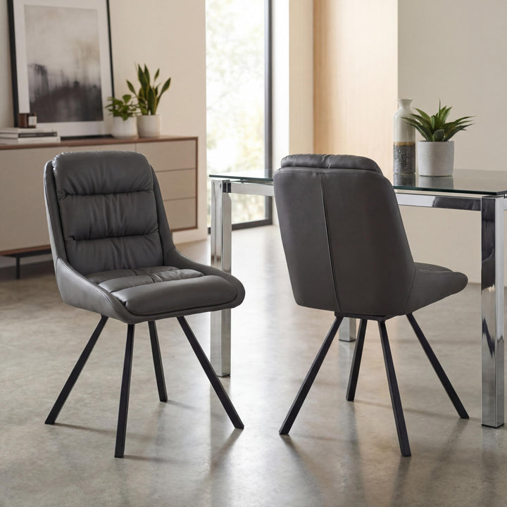 Alba Leather Effect Grey Dining Chair