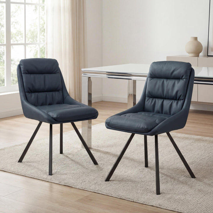 Alba Leather Effect Midnight Blue Dining Chair