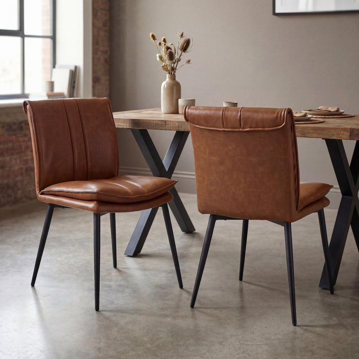 Lucca Leather Effect Tan Dining Chair