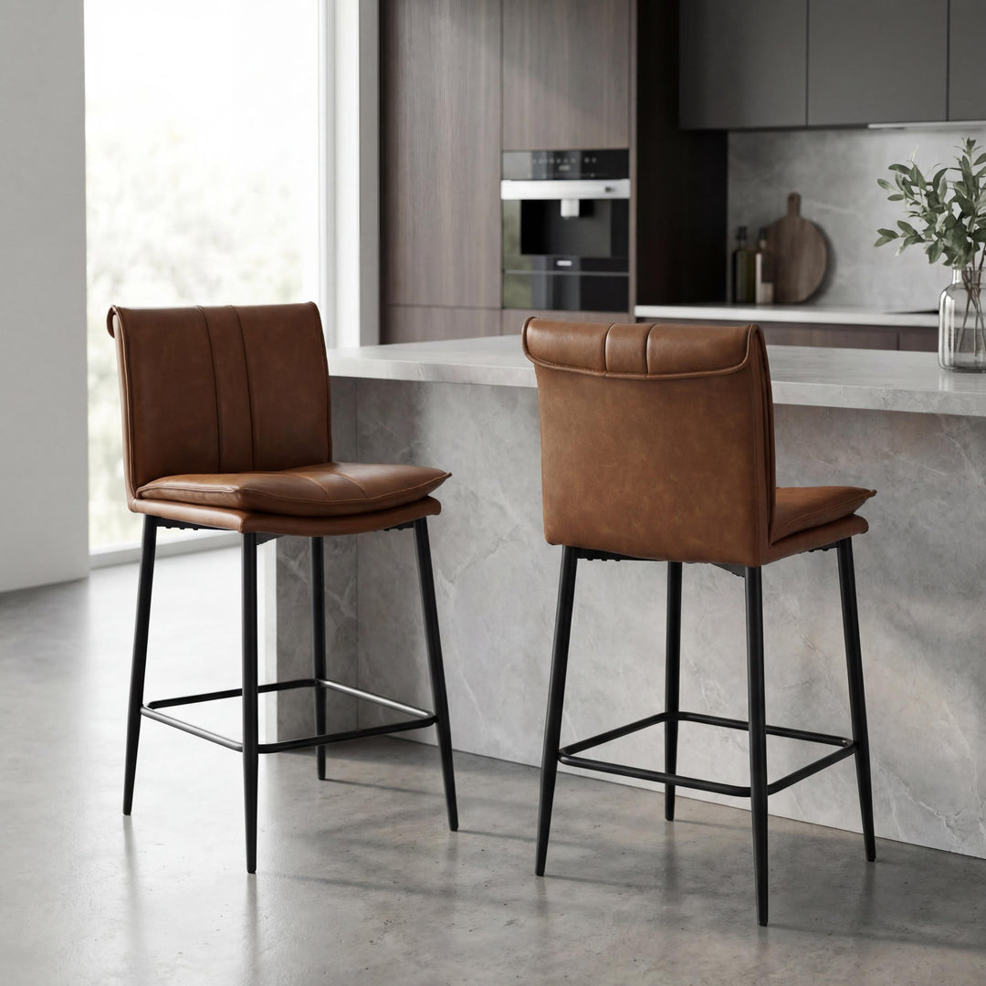 Livia Leather Effect Tan Bar Stool