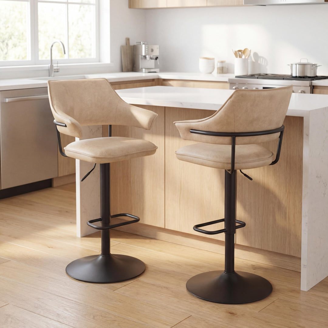Greyson Leather Effect Cafe Latte Bar Stool
