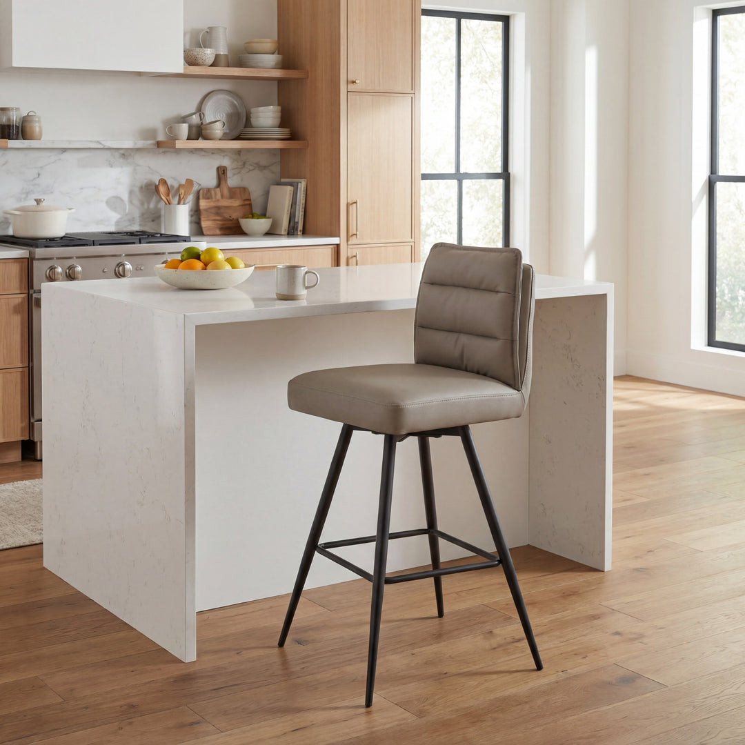 Sovana Leather Effect Taupe Bar Stool
