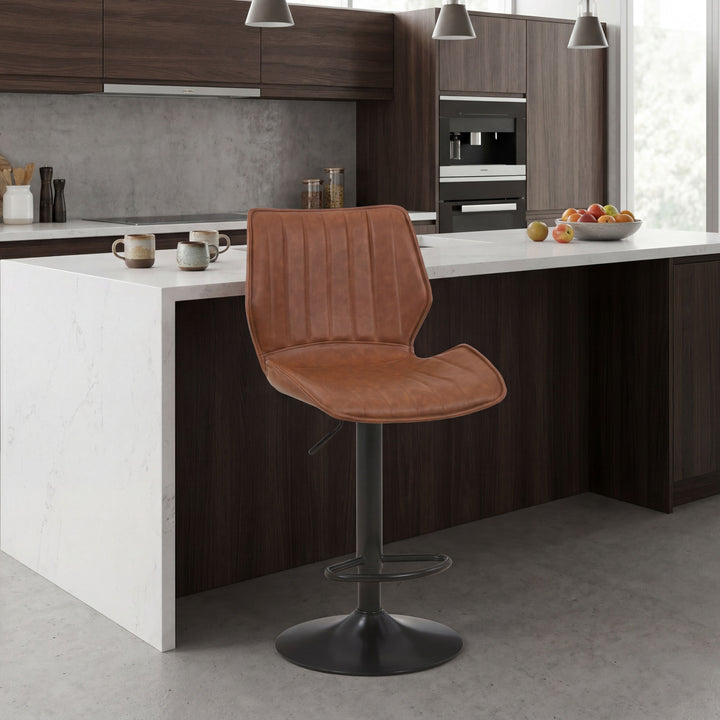 Cannes Leather Effect Tuscan Tan Bar Stool