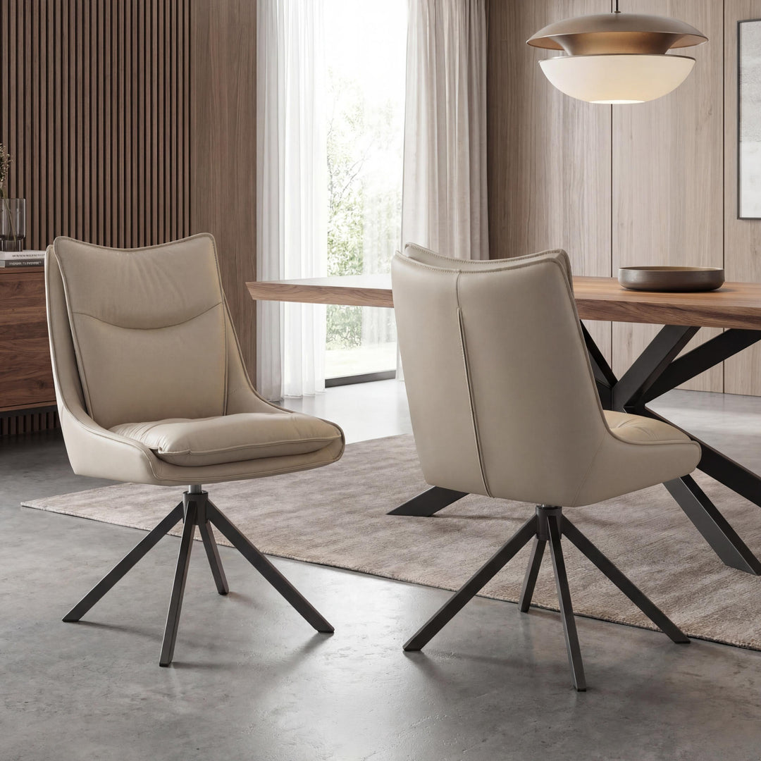 Valessa Leather Effect Stone Dining Chair