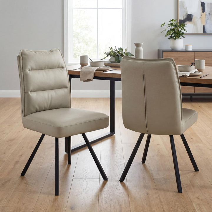 Sovana Leather Effect Taupe Dining Chair