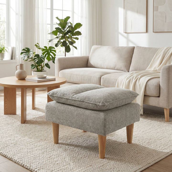 Celine Rest Chenille Effect Natural Footstool