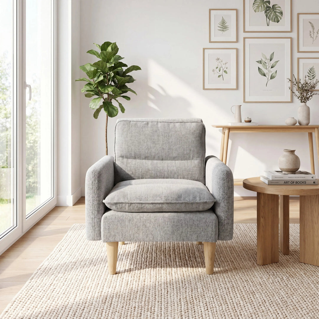 Celine Rest Chenille Effect Light Grey Armchair