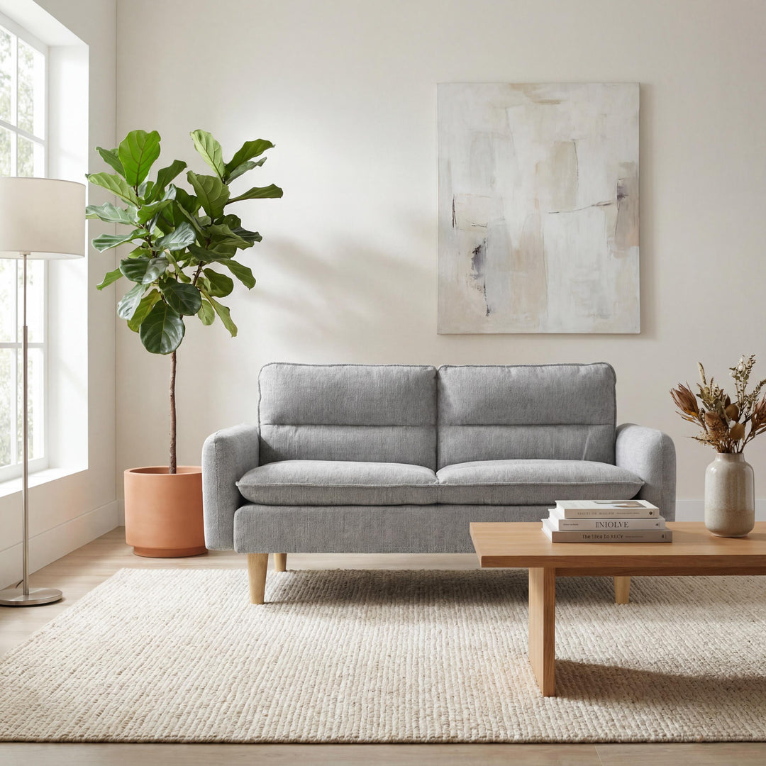 Celine Rest Chenille Effect Light Grey 3 Seater Sofa