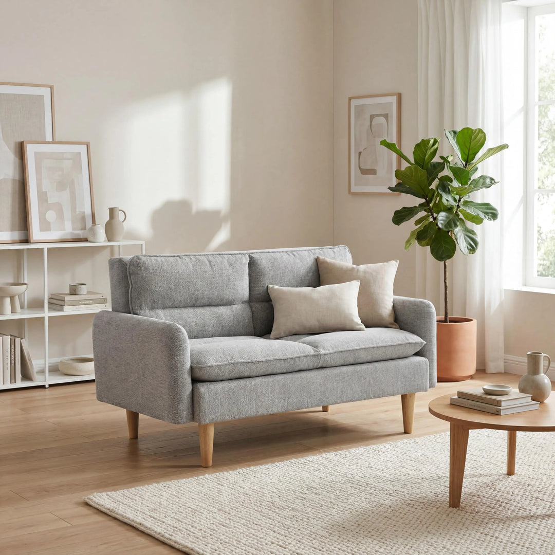 Mirabel Chenille Effect Light Grey 2 Seater Sofa