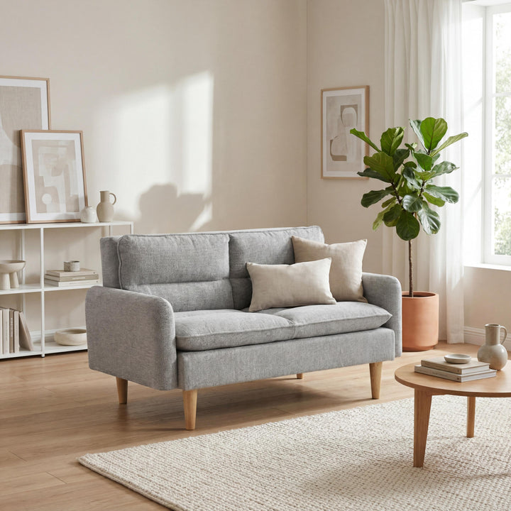 Mirabel Chenille Effect Light Grey 2 Seater Sofa