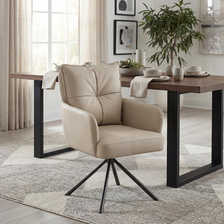 Levanne Leather Effect Taupe Dining Chair