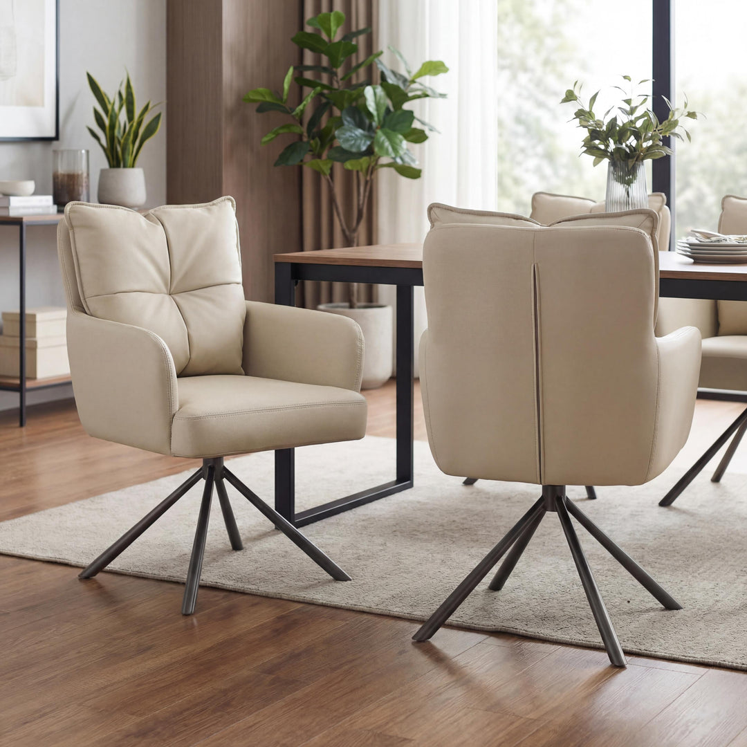 Levanne Leather Effect Taupe Dining Chair