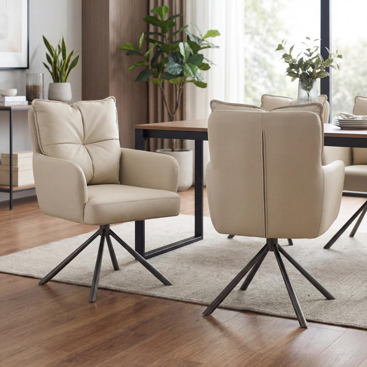 Levanne Leather Effect Taupe Dining Chair