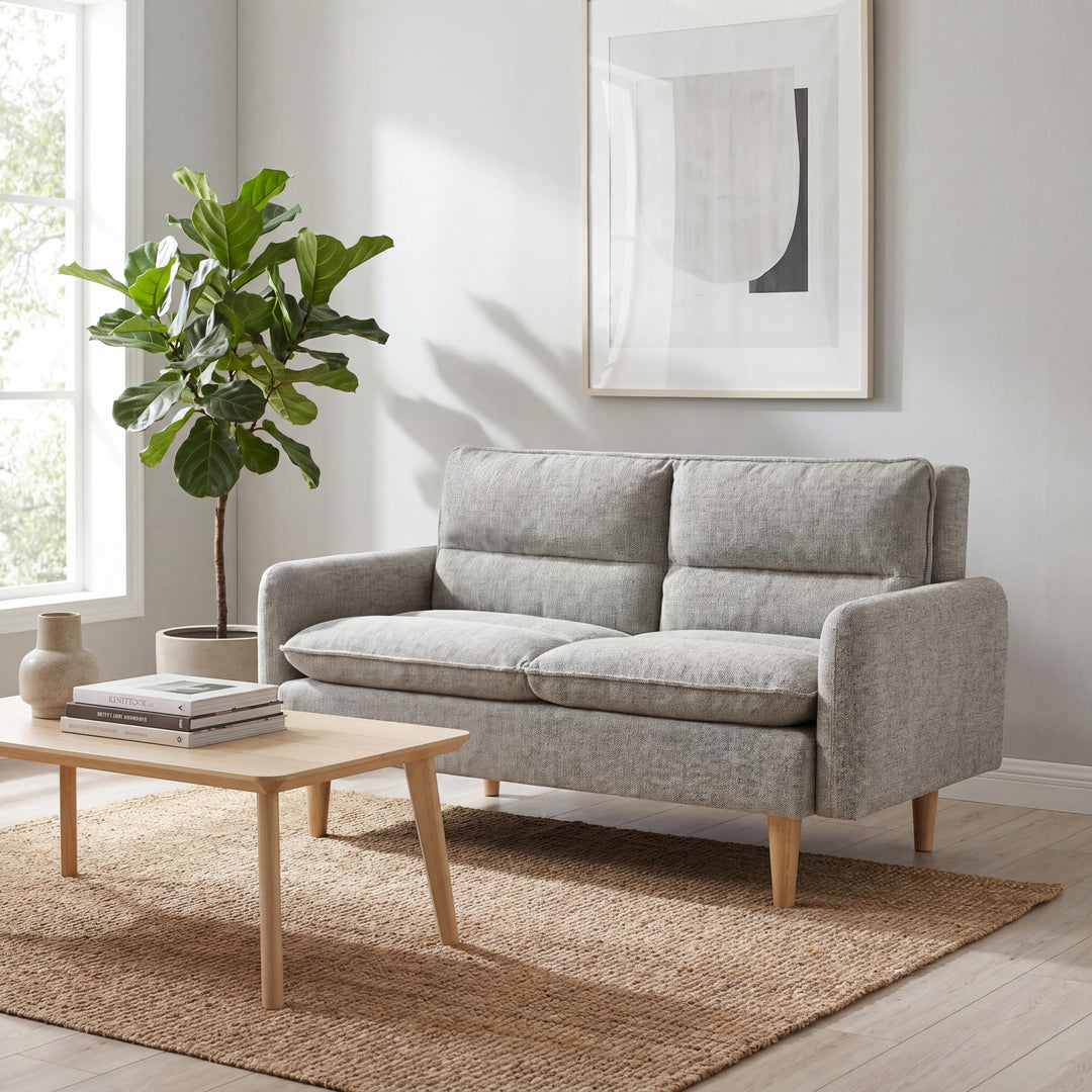 Celine Rest Chenille Effect Natural 2 Seater Sofa