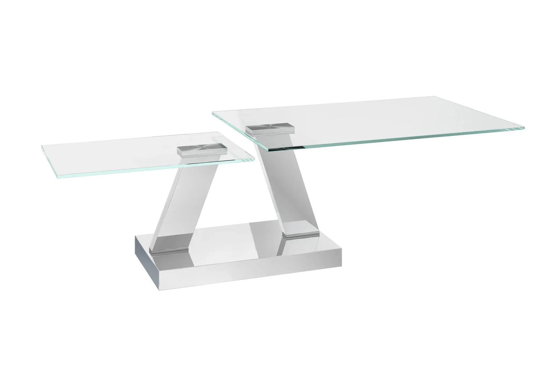 Sparto Clear Glass Swivel Extending Coffee Table Torelli
