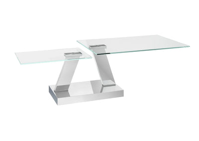 Sparto Clear Glass Swivel Extending Coffee Table Torelli