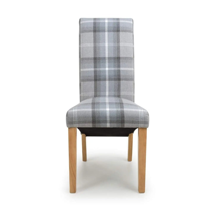 Karta Scroll Back Check Grey Dining Chair - NJ Home Interiors