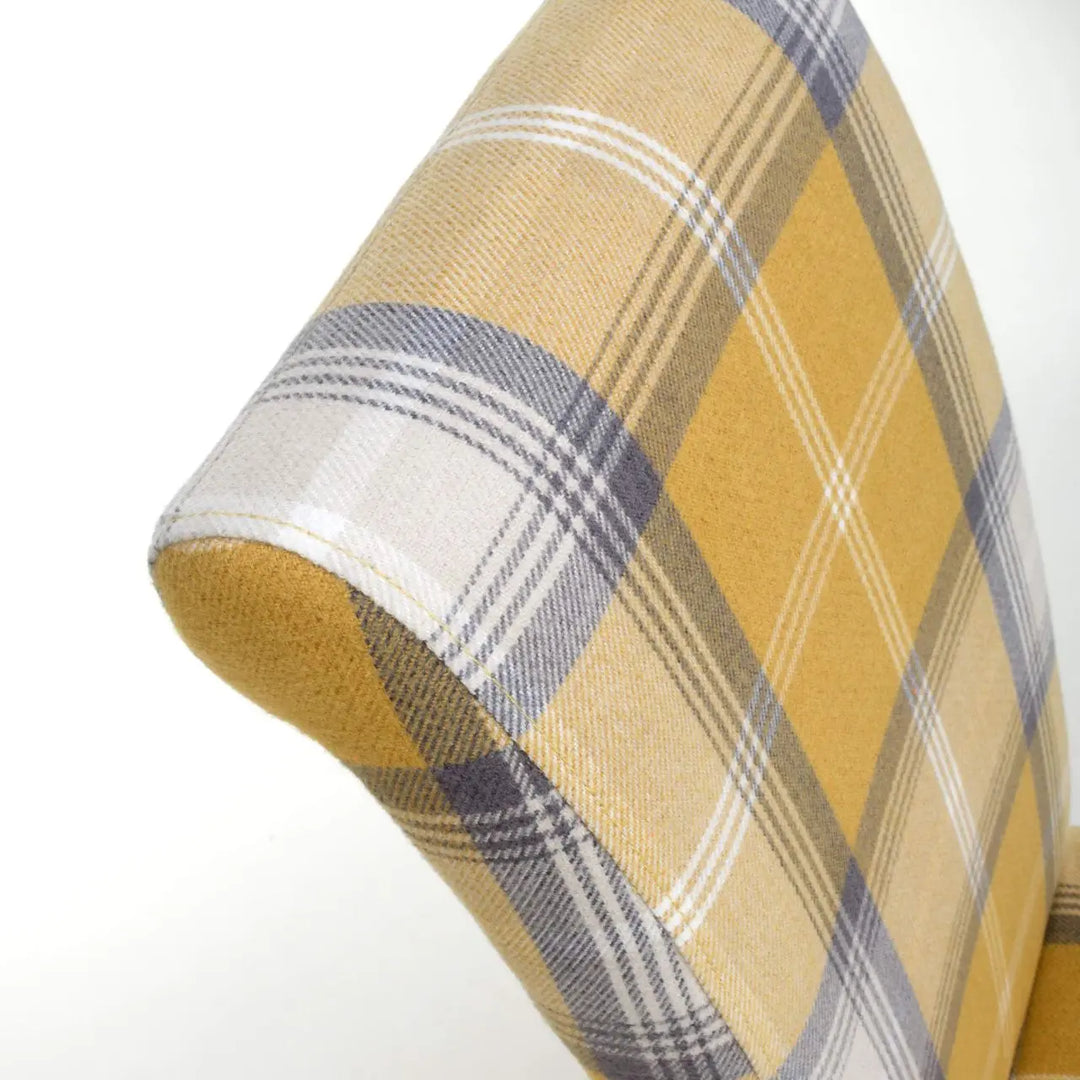Karta Scroll Back Check Yellow Dining Chair - NJ Home Interiors