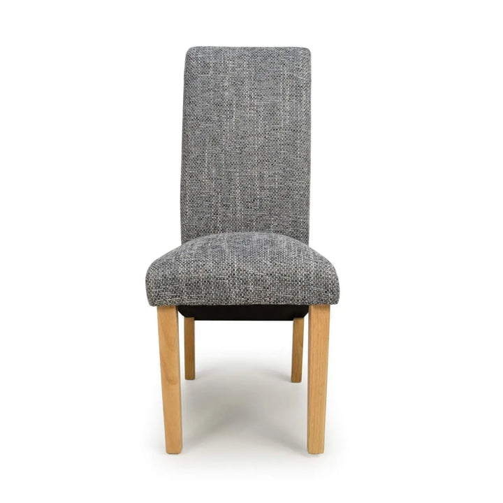 Karta Scroll Back Tweed Grey Dining Chair - NJ Home Interiors