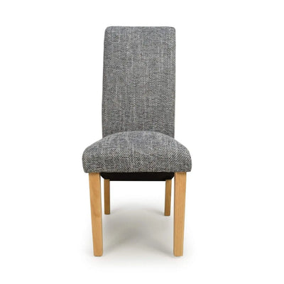 Karta Scroll Back Tweed Grey Dining Chair - NJ Home Interiors