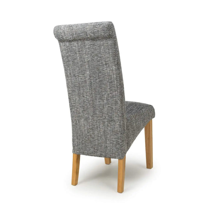 Karta Scroll Back Tweed Grey Dining Chair - NJ Home Interiors