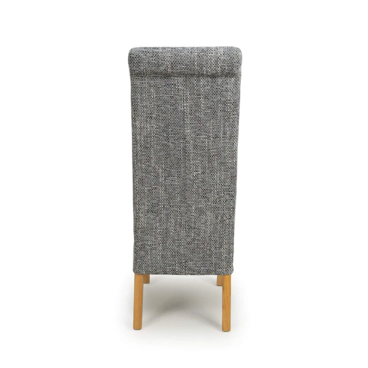 Karta Scroll Back Tweed Grey Dining Chair - NJ Home Interiors