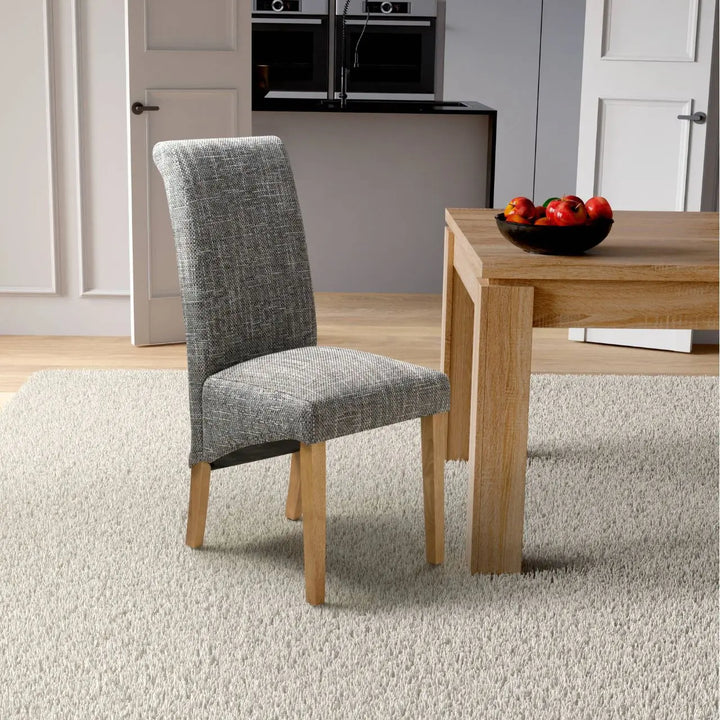 Karta Scroll Back Tweed Grey Dining Chair - NJ Home Interiors