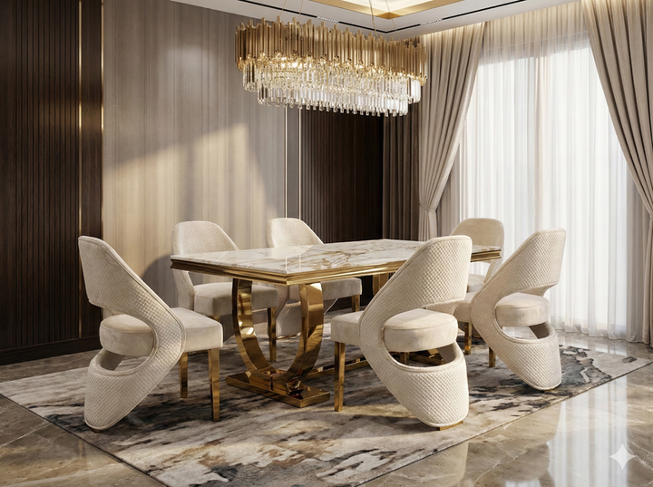 Arlington White and Gold Dining Table 180cm