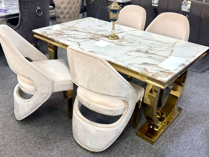 Arlington White and Gold Dining Table 160cm