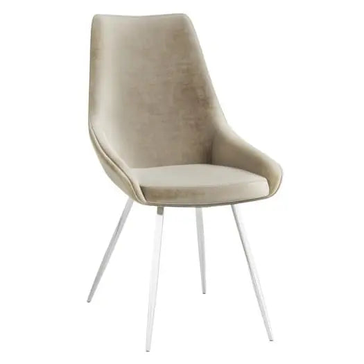 Lara Set of 2 Lush Velvet Dining Chairs in Mink #NJ Home Interiors#