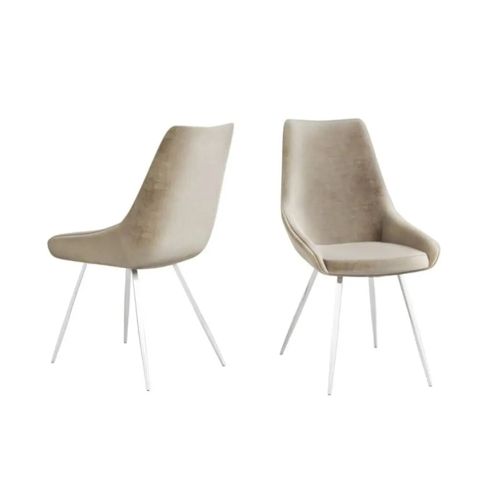 Lara Set of 2 Lush Velvet Dining Chairs in Mink #NJ Home Interiors#