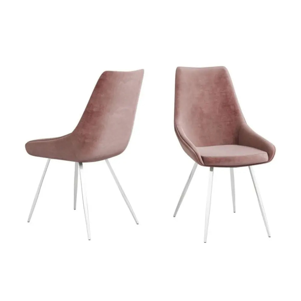 Lara Set of 2 Lush Velvet Dining Chairs in Pink #NJ Home Interiors#