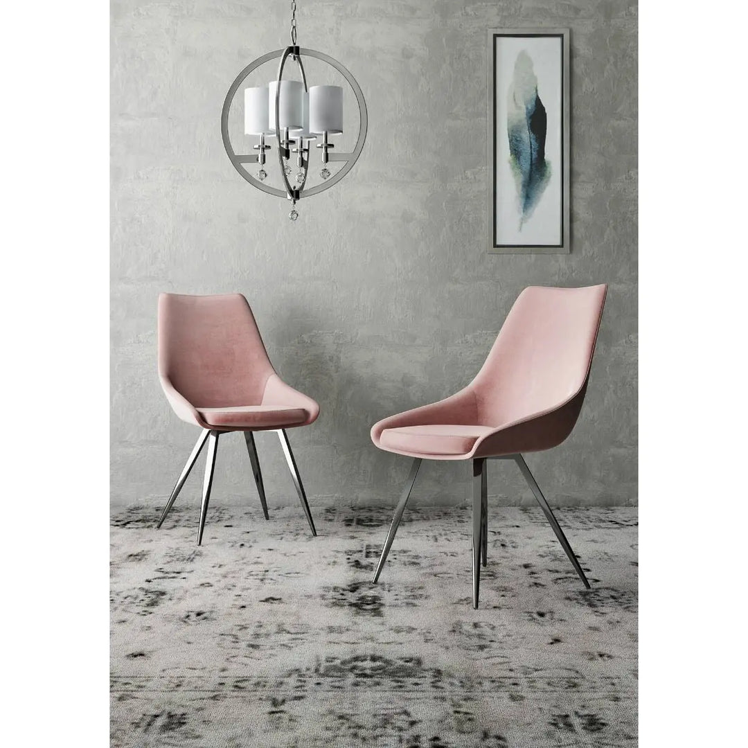 Lara Set of 2 Lush Velvet Dining Chairs in Pink #NJ Home Interiors#