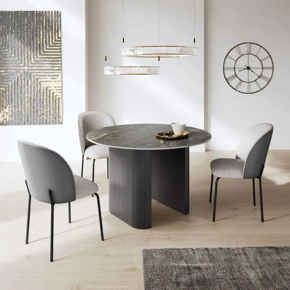 Laurier 120cm Round Gloss Grey Ceramic Dining Table #NJ Home Interiors#