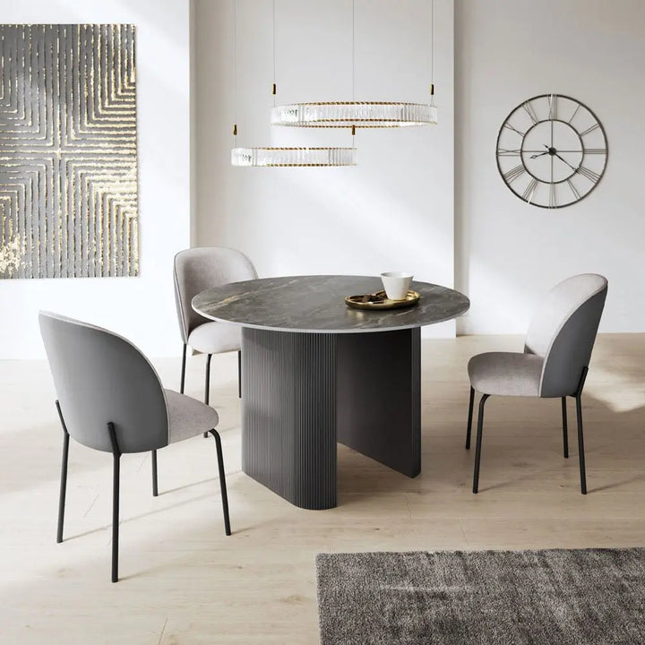 Laurier 120cm Round Gloss Grey Ceramic Dining Table #NJ Home Interiors#