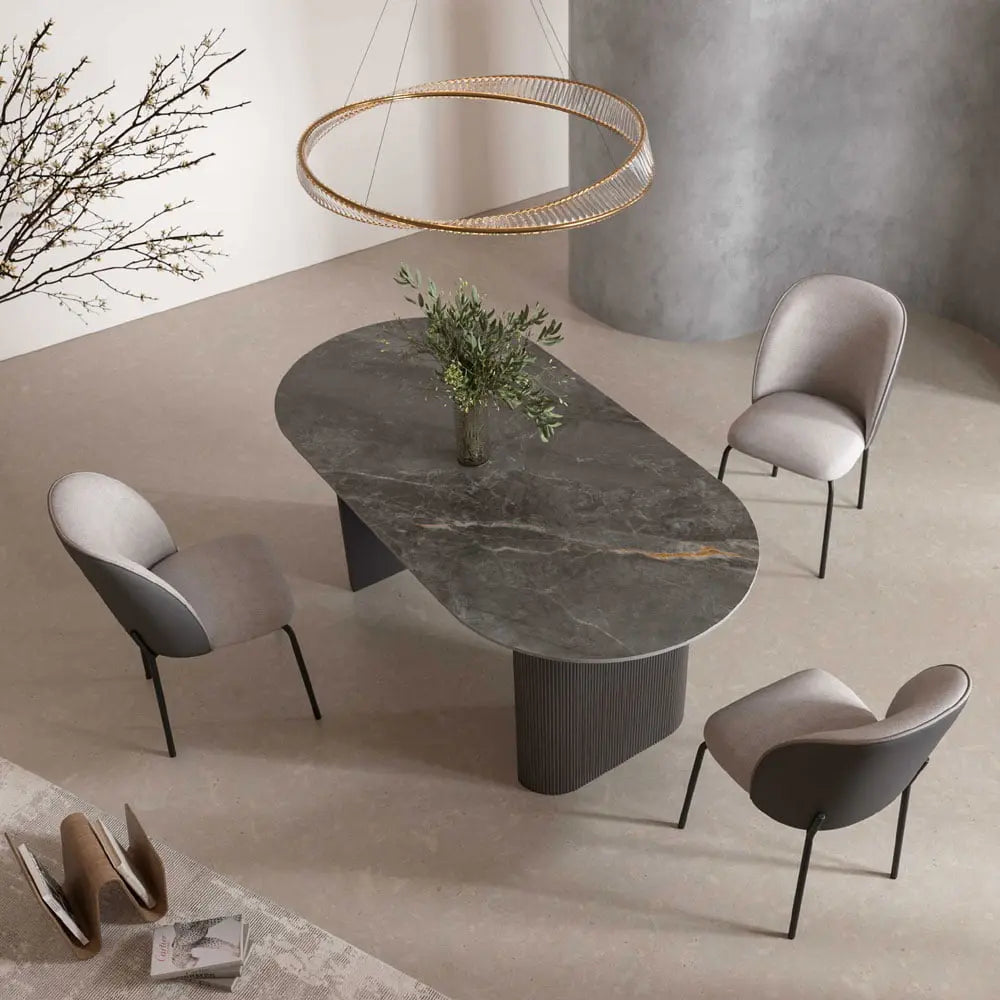 Laurier 180cm Oval Gloss Grey Ceramic Dining Table #NJ Home Interiors#