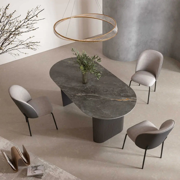 Laurier 180cm Oval Gloss Grey Ceramic Dining Table #NJ Home Interiors#