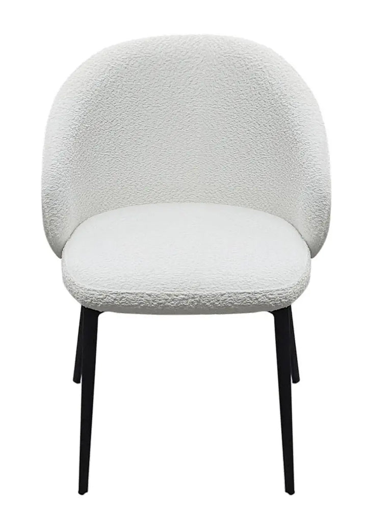 Arezzo Boucle Chair in Ivory White – Modern Accent Dining Chair Giatalia