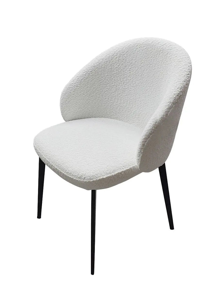 Arezzo Boucle Chair in Ivory White – Modern Accent Dining Chair Giatalia