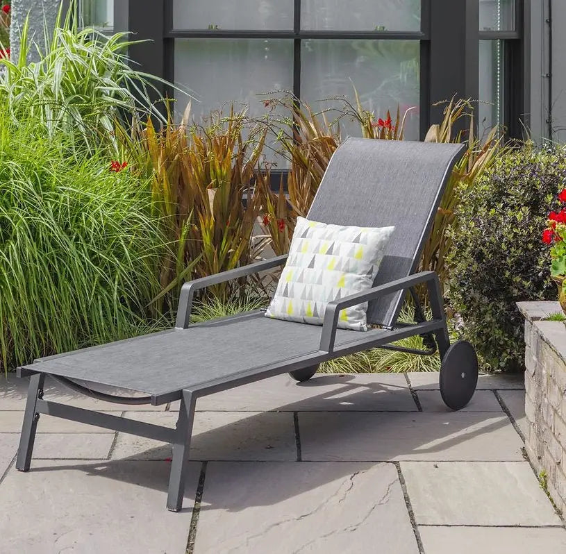 Leisuregrow Santorini Dusk Aluminium Sun Lounger Sunbed #NJ Home Interiors#
